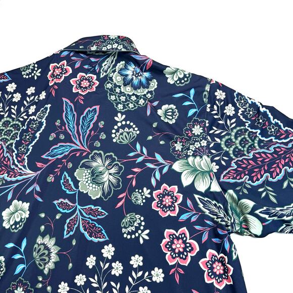 Puma Liberty Shirt Men’s XL Blue Floral Performance Stretch Golf Preppy Polo - Picture 4 of 6